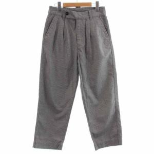 ワイドパンツ ジップフライ 千鳥柄 リネン混 1 S グレー