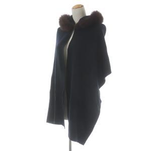 Chesty ファー付ストール マフラー フード ネイビー ブラウン