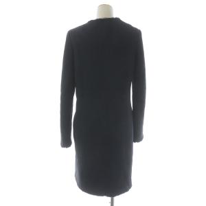 UNITED ARROWS ムートンコート ノーカラー ロング ボア 羊革 36 ブラック ネイビー