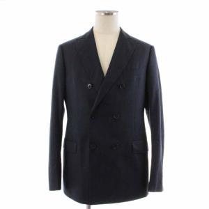 ARMANI COLLEZIONI スーツ セットアップ テーラードジャケット パンツ ストライプ ダブル ウール 50 ネイビー