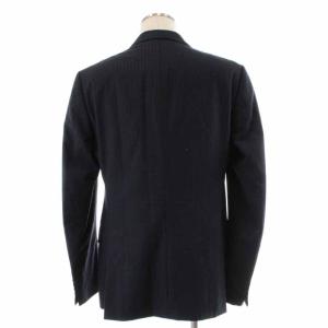 ARMANI COLLEZIONI スーツ セットアップ テーラードジャケット パンツ ストライプ ダブル ウール 50 ネイビー
