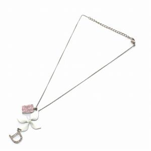 Christian Dior トロッター ネックレス ペンダント フラワー ロゴ シルバー