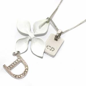 Christian Dior トロッター ネックレス ペンダント フラワー ロゴ シルバー