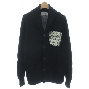 ニットジャケット カーディガン エルボーパッチ ワッペン S 黒 ブラック