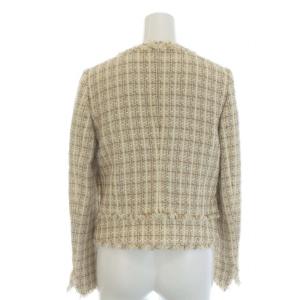 ANAYI スーツ セットアップ ノーカラージャケット スカート ひざ丈 台形 ツイード 38 ベージュ