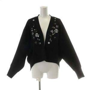21AW ルーズフラワーカーディガン リブ 長袖 F 黒 ブラック