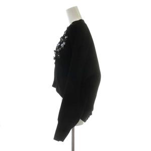 Chesty 21AW ルーズフラワーカーディガン リブ 長袖 F 黒 ブラック