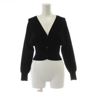カーディガン ニット ショート丈 長袖 Vネック 38 M 黒 ブラック