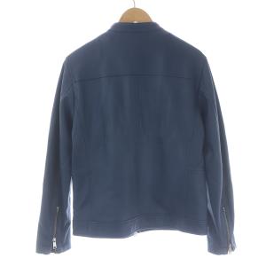 BLACK LABEL CRESTBRIDGE ライダースジャケット シングル ジップアップ ラムレザー L 青 
