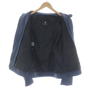 BLACK LABEL CRESTBRIDGE ライダースジャケット シングル ジップアップ ラムレザー L 青 