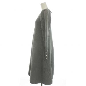 M'S GRACY ニットワンピース ひざ丈 クルーネック 長袖 近年モデル パール リボン ビジュー 38 M グレー