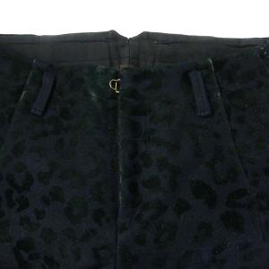 kolor テーパードパンツ レオパード ヒョウ柄 ジップフライ ダークネイビー 黒 ブラック