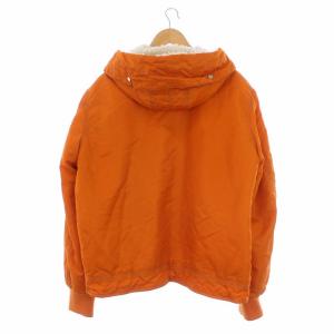 DIESEL フーテッドジャケット ブルゾン アウター ジップアップ 裏地ボア ロゴワッペン L オレンジ