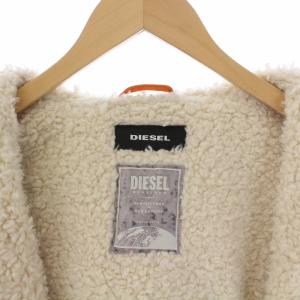 DIESEL フーテッドジャケット ブルゾン アウター ジップアップ 裏地ボア ロゴワッペン L オレンジ