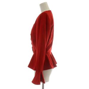 GIVENCHY COUTURE スーツ セットアップ 上下 ノーカラージャケット タイトスカート ひざ丈 シルク 絹 34 XS 赤 レッド