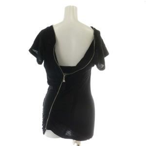 LOUIS VUITTON カットソー 半袖 変形 ファスナー コットン 36 S 黒 ブラック