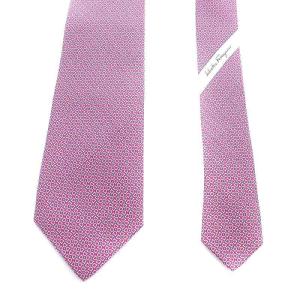 Salvatore Ferragamo ワイドタイ ネクタイ 総柄 シルク 絹 ピンク