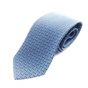 ワイドタイ ネクタイ 総柄 シルク 絹 青 ブルー