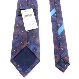 Salvatore Ferragamo ワイドタイ ネクタイ ガンチーニ 総柄 シルク 絹 オレンジ 青 ブルー