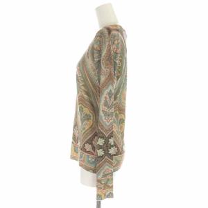 ETRO JOYCE ニット カットソー シルク カシミヤ混 総柄 長袖 46 L カーキ