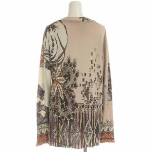 ETRO ニットカーディガン シルク カシミヤ混 総柄 長袖 42 M グレー