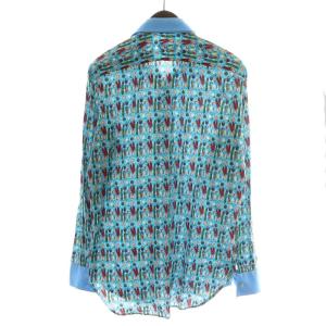 ETRO シャツ 長袖 野菜柄 コットン マルチカラー 水色 ライトブルー 緑 グリーン 151-1K161-4822