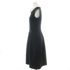 René basic コクーンワンピース フレア ひざ丈 ノースリーブ 34 S 紺 ネイビー