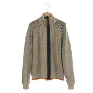 ニットジャケット ジップアップ スタンドカラー M ベージュ