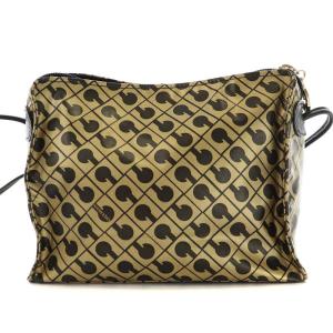 GHERARDINI ショルダーバッグ ポシェット ミニ 斜めがけ 総柄 ナイロン ゴールド 黒 ブラック EC