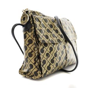 GHERARDINI ショルダーバッグ ポシェット ミニ 斜めがけ 総柄 ナイロン ゴールド 黒 ブラック EC