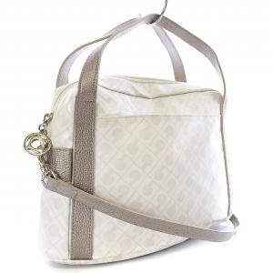 GHERARDINI ソフティ SOFTY ショルダーバッグ ハンドバッグ 2WAY 総柄 レザー 白 ホワイト ゴールド