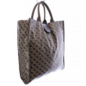 GHERARDINI ソフティ SOFTY トートバッグ ハンドバッグ 総柄 ナイロン 折りたたみ 茶 ブラウン