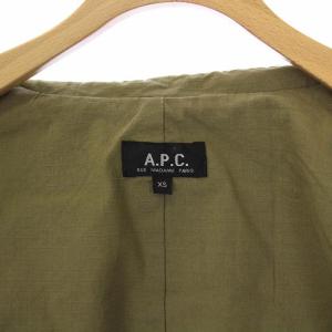 A.P.C. フーテッドミリタリージャケット 格子柄 チェック 比翼ボタン XS カーキ
