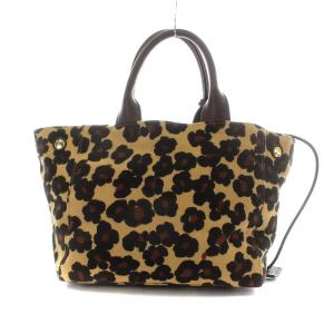 MUVEIL ハンドバッグ ショルダーバッグ トートバッグ 2way キャンバス レオパード ヒョウ柄 緑 グリーン 茶 ブラウン