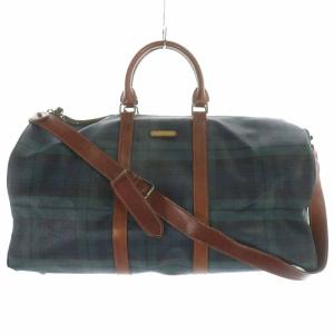 ボストンバッグ ショルダーバッグ 2way PVC チェック 緑 グリーン
