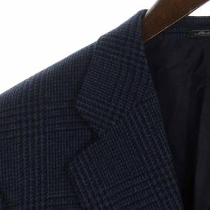 Ermenegildo Zegna テーラードジャケット シングル カシミヤ チェック 52 XL 紺 ネイビー