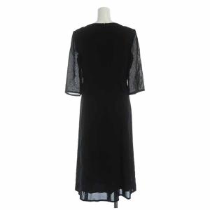 LANVIN NOIR フレアワンピース ロング シアー シースルー 七分袖 36 S 黒 ブラック