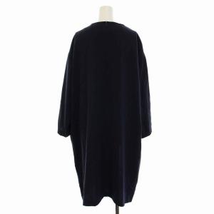 Leilian ワンピース ひざ丈 七分袖 大きいサイズ 17+ XL 紺 ネイビー