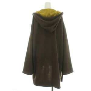 GIVENCHY ライフ Life ノーカラーコート アウター ミドル フード バイカラー ヴィンテージ ウール 9号 M 茶 ブラウン マスタード