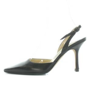 JIMMY CHOO パンプス ポインテッドトゥ ハイヒール アンクルストラップ レザー 37 24.0cm 黒 ブラック