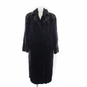 銀サガ ミンクファーコート 毛皮 アウター ロング 裏地刺繍 ブラック