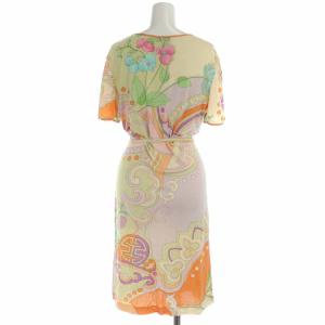 LEONARD PARIS ワンピース シルク 総柄 リボン 42 マルチカラー