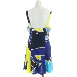 LEONARD FASHION COLLECTION スカンツ ワンピース ミニ ショートパンツ 総柄 ノースリーブ 紺 ネイビー 黄色 イエロー