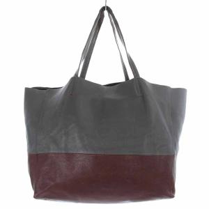 CELINE ホリゾンタルカバ トートバッグ レザー バイカラー グレー ブラウン