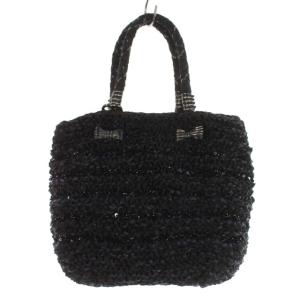 ハンドバッグ リボン スパンコール 鞄 黒 ブラック