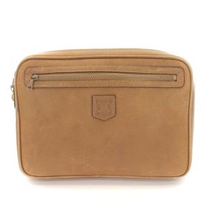 セカンドバッグ クラッチバッグ ロゴ マカダム レザー 鞄 ポーチ 茶 ブラウン