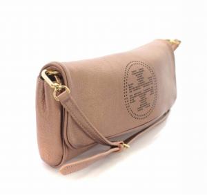 TORY BURCH ショルダーバッグ ポシェット ロゴ レザー 鞄 ピンクゴールド