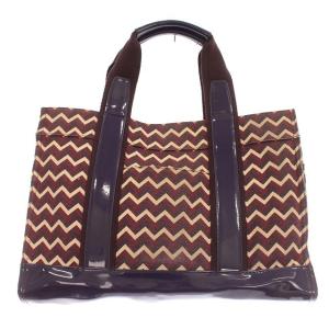 TORY BURCH トートバッグ キャンバス エナメル 紫 パープル