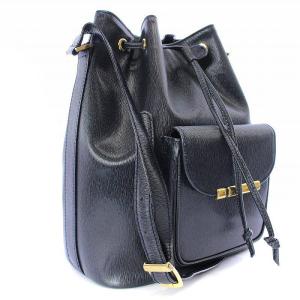 BALLY ショルダーバッグ 巾着 レザー 紺 ネイビー