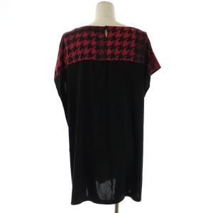 Leilian チュニック カットソー フレンチスリーブ Uネック プルオーバー 総柄 大きいサイズ 17 3L 黒 ブラック 白 ホワイト